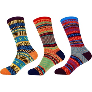 image:imageBambooMN Mens Vintage Style Knitted Colorful Cotton Crew SocksAssortment 3b