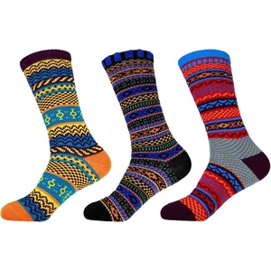 image:imageBambooMN Mens Vintage Style Knitted Colorful Cotton Crew SocksAssortment 3d