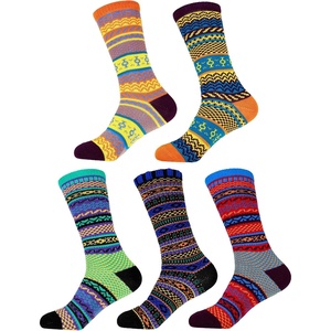 image:imageBambooMN Mens Vintage Style Knitted Colorful Cotton Crew SocksAssortment 5b