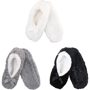 image:imageBambooMN Soft Touch Warm Cozy Fuzzy NonSlip Lined SlipOn Slippers Socks for Adult Women Indoor Travel House Slippers 3 PairsAssortment B