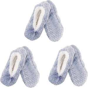 image:imageBambooMN Soft Touch Warm Cozy Fuzzy NonSlip Lined SlipOn Slippers Socks for Adult Women Indoor Travel House Slippers 3 PairsColor 04