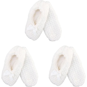image:imageBambooMN Soft Touch Warm Cozy Fuzzy NonSlip Lined SlipOn Slippers Socks for Adult Women Indoor Travel House Slippers 3 PairsColor 05