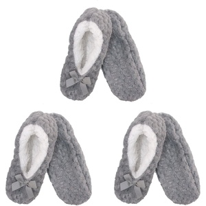 image:imageBambooMN Soft Touch Warm Cozy Fuzzy NonSlip Lined SlipOn Slippers Socks for Adult Women Indoor Travel House Slippers 3 PairsColor 06