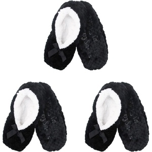 image:imageBambooMN Soft Touch Warm Cozy Fuzzy NonSlip Lined SlipOn Slippers Socks for Adult Women Indoor Travel House Slippers 3 PairsColor 07