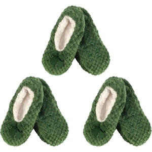 image:imageBambooMN Soft Touch Warm Cozy Fuzzy NonSlip Lined SlipOn Slippers Socks for Adult Women Indoor Travel House Slippers 3 PairsColor 13