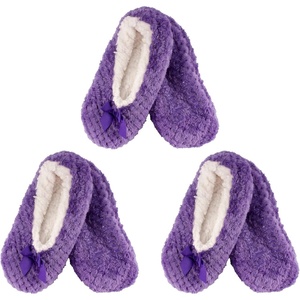 image:imageBambooMN Soft Touch Warm Cozy Fuzzy NonSlip Lined SlipOn Slippers Socks for Adult Women Indoor Travel House Slippers 3 PairsColor 14
