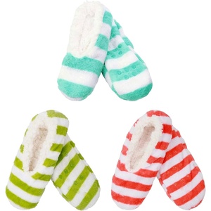 image:imageBambooMN Soft Touch Warm Cozy Fuzzy NonSlip Lined SlipOn Slippers Socks for Adult Women Indoor Travel House Slippers 3 PairsN12