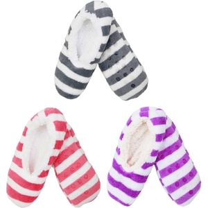 image:imageBambooMN Soft Touch Warm Cozy Fuzzy NonSlip Lined SlipOn Slippers Socks for Adult Women Indoor Travel House Slippers 3 PairsN13