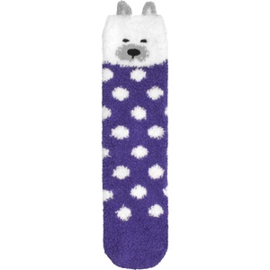 image:imageBambooMN Super Soft Cozy Warm Cute Animal NonSlip Fuzzy Crew Winter Socks 1 PairPurple Polar Bear