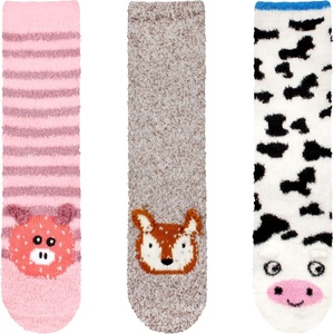 image:imageBambooMN Super Soft Warm Cute Animal Face NonSlip Fuzzy Crew Winter Home Socks Value PackAssortment 01