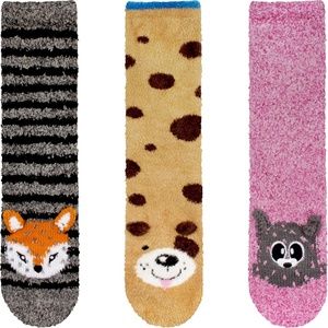 image:imageBambooMN Super Soft Warm Cute Animal Face NonSlip Fuzzy Crew Winter Home Socks Value PackAssortment 02