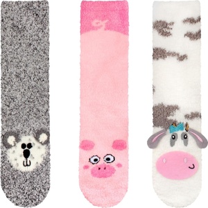 image:imageBambooMN Super Soft Warm Cute Animal Face NonSlip Fuzzy Crew Winter Home Socks Value PackAssortment 03
