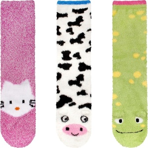 image:imageBambooMN Super Soft Warm Cute Animal Face NonSlip Fuzzy Crew Winter Home Socks Value PackAssortment 04