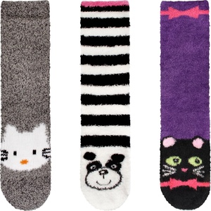 image:imageBambooMN Super Soft Warm Cute Animal Face NonSlip Fuzzy Crew Winter Home Socks Value PackAssortment 05