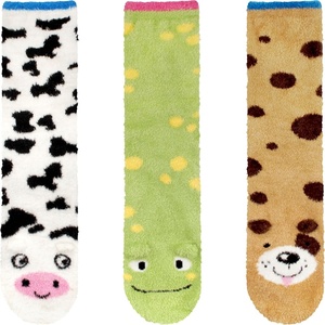 image:imageBambooMN Super Soft Warm Cute Animal Face NonSlip Fuzzy Crew Winter Home Socks Value PackAssortment 09