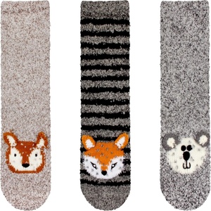 image:imageBambooMN Super Soft Warm Cute Animal Face NonSlip Fuzzy Crew Winter Home Socks Value PackAssortment 11