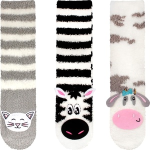 image:imageBambooMN Super Soft Warm Cute Animal Face NonSlip Fuzzy Crew Winter Home Socks Value PackAssortment 13