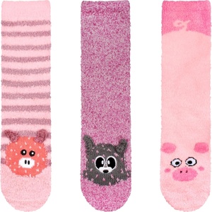 image:imageBambooMN Super Soft Warm Cute Animal Face NonSlip Fuzzy Crew Winter Home Socks Value PackAssortment 14