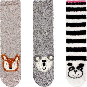 image:imageBambooMN Super Soft Warm Cute Animal Face NonSlip Fuzzy Crew Winter Home Socks Value PackAssortment 15