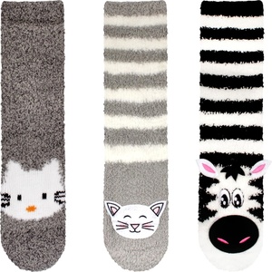 image:imageBambooMN Super Soft Warm Cute Animal Face NonSlip Fuzzy Crew Winter Home Socks Value PackAssortment 17