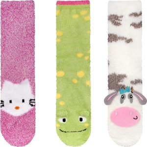 image:imageBambooMN Super Soft Warm Cute Animal Face NonSlip Fuzzy Crew Winter Home Socks Value PackAssortment 18