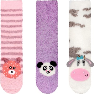 image:imageBambooMN Super Soft Warm Cute Animal Face NonSlip Fuzzy Crew Winter Home Socks Value PackAssortment 19