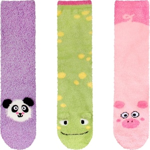 image:imageBambooMN Super Soft Warm Cute Animal Face NonSlip Fuzzy Crew Winter Home Socks Value PackAssortment 20