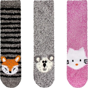 image:imageBambooMN Super Soft Warm Cute Animal Face NonSlip Fuzzy Crew Winter Home Socks Value PackAssortment 22