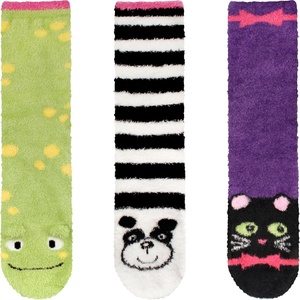 image:imageBambooMN Super Soft Warm Cute Animal Face NonSlip Fuzzy Crew Winter Home Socks Value PackAssortment 24