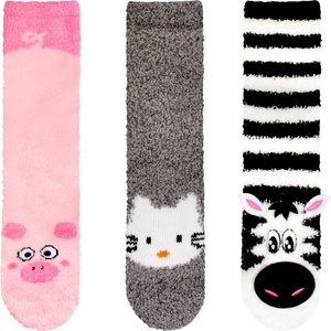 image:imageBambooMN Super Soft Warm Cute Animal Face NonSlip Fuzzy Crew Winter Home Socks Value PackAssortment 25