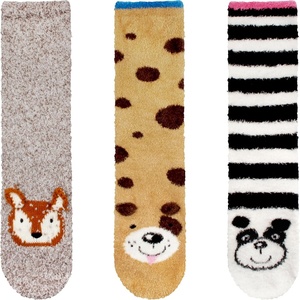 image:imageBambooMN Super Soft Warm Cute Animal Face NonSlip Fuzzy Crew Winter Home Socks Value PackAssortment 26