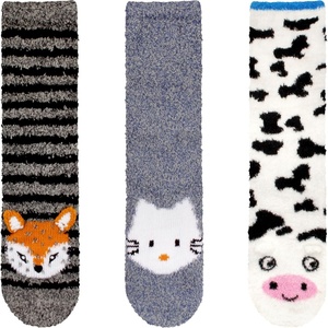 image:imageBambooMN Super Soft Warm Cute Animal Face NonSlip Fuzzy Crew Winter Home Socks Value PackAssortment 27