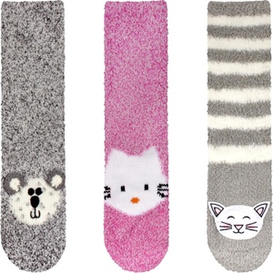 image:imageBambooMN Super Soft Warm Cute Animal Face NonSlip Fuzzy Crew Winter Home Socks Value PackAssortment 28