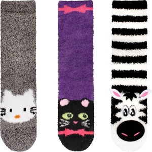 image:imageBambooMN Super Soft Warm Cute Animal Face NonSlip Fuzzy Crew Winter Home Socks Value PackAssortment 29