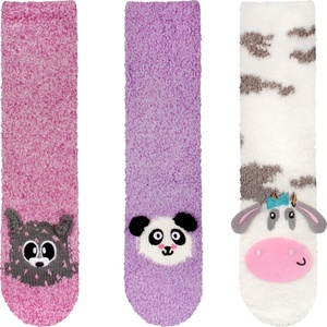 image:imageBambooMN Super Soft Warm Cute Animal Face NonSlip Fuzzy Crew Winter Home Socks Value PackAssortment 30