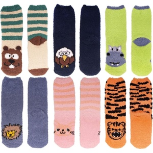 image:imageBambooMN Super Soft Warm Cute Animal NonSlip Fuzzy Cozy Crew Winter Home Socks 6 and 12 Pair Value PackAssortment 6a