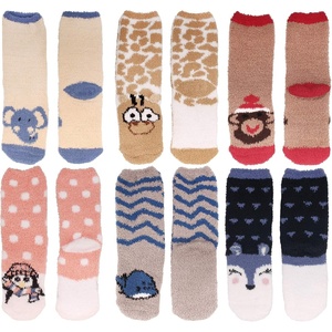 image:imageBambooMN Super Soft Warm Cute Animal NonSlip Fuzzy Cozy Crew Winter Home Socks 6 and 12 Pair Value PackAssortment 6b