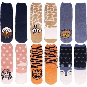 image:imageBambooMN Super Soft Warm Cute Animal NonSlip Fuzzy Cozy Crew Winter Home Socks 6 and 12 Pair Value PackAssortment 6c