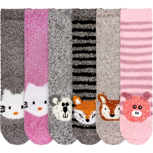 image:imageBambooMN Super Soft Warm Cute Animal NonSlip Fuzzy Cozy Crew Winter Home Socks 6 and 12 Pair Value PackAssortment a