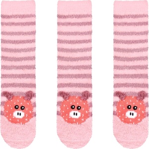 image:imageBambooMN Super Soft Warm Cute Furry Animal NonSlip Fuzzy Cozy Fluffly Crew Winter Home Socks Value Pack01 Stripe Pig