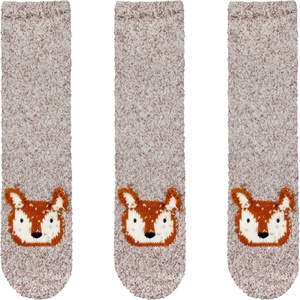 image:imageBambooMN Super Soft Warm Cute Furry Animal NonSlip Fuzzy Cozy Fluffly Crew Winter Home Socks Value Pack02 Grey Fox