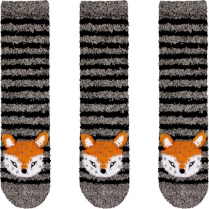 image:imageBambooMN Super Soft Warm Cute Furry Animal NonSlip Fuzzy Cozy Fluffly Crew Winter Home Socks Value Pack03 Stripe Fox
