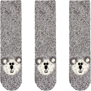 image:imageBambooMN Super Soft Warm Cute Furry Animal NonSlip Fuzzy Cozy Fluffly Crew Winter Home Socks Value Pack04 Grey Bear