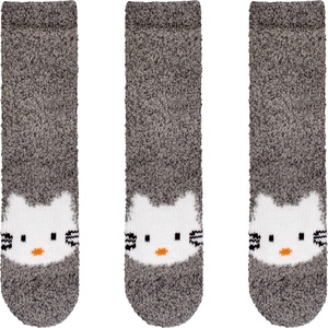 image:imageBambooMN Super Soft Warm Cute Furry Animal NonSlip Fuzzy Cozy Fluffly Crew Winter Home Socks Value Pack06 Grey Kitty