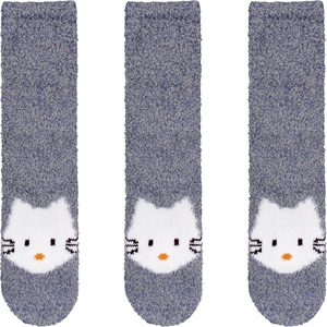 image:imageBambooMN Super Soft Warm Cute Furry Animal NonSlip Fuzzy Cozy Fluffly Crew Winter Home Socks Value Pack07 Blue Kitty