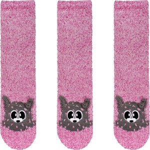 image:imageBambooMN Super Soft Warm Cute Furry Animal NonSlip Fuzzy Cozy Fluffly Crew Winter Home Socks Value Pack08 Pink Raccoon