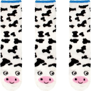 image:imageBambooMN Super Soft Warm Cute Furry Animal NonSlip Fuzzy Cozy Fluffly Crew Winter Home Socks Value Pack10 White Cow