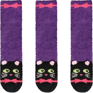 image:imageBambooMN Super Soft Warm Cute Furry Animal NonSlip Fuzzy Cozy Fluffly Crew Winter Home Socks Value Pack14 Purple Cat