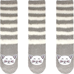 image:imageBambooMN Super Soft Warm Cute Furry Animal NonSlip Fuzzy Cozy Fluffly Crew Winter Home Socks Value Pack16 Grey Cat