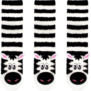 image:imageBambooMN Super Soft Warm Cute Furry Animal NonSlip Fuzzy Cozy Fluffly Crew Winter Home Socks Value Pack17 Zebra